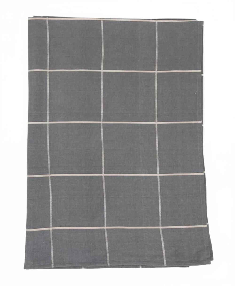 NEW CREATIVE CO-OP woven cotton tablecloth with grid pattern in grey
